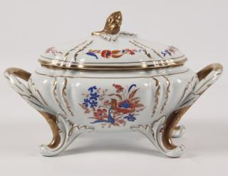 Appraisal: CONTINENTAL PORCELAIN COVERED TUREEN CONTINENTAL PORCELAIN IMARI COLORED FLORAL DECORATED