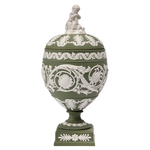 Appraisal: A Wedgwood green Jasper ovoid vase and cover th c