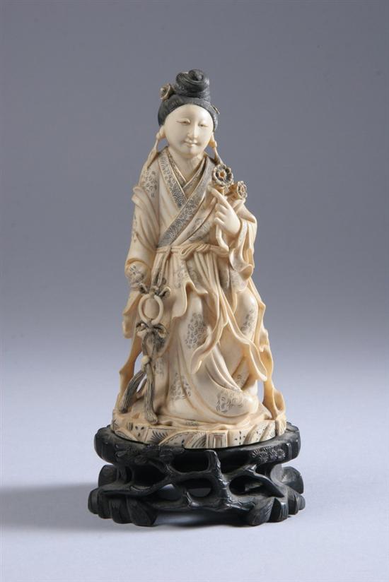 Appraisal: CHINESE IVORY FIGURE OF MEIREN Wearing long robes and high