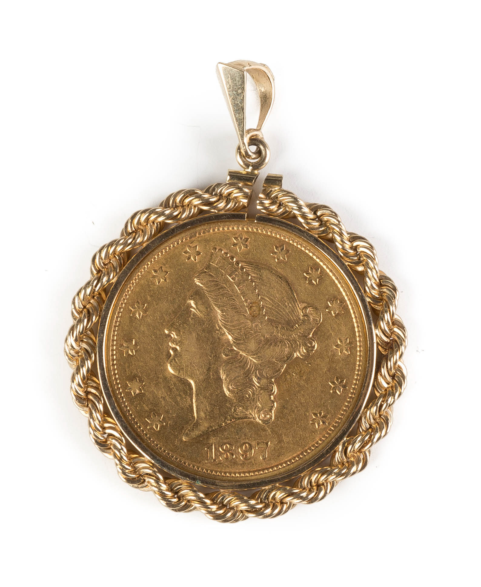 Appraisal: Twenty Dollar Liberty Head Gold Coin Mounted in a Pendant