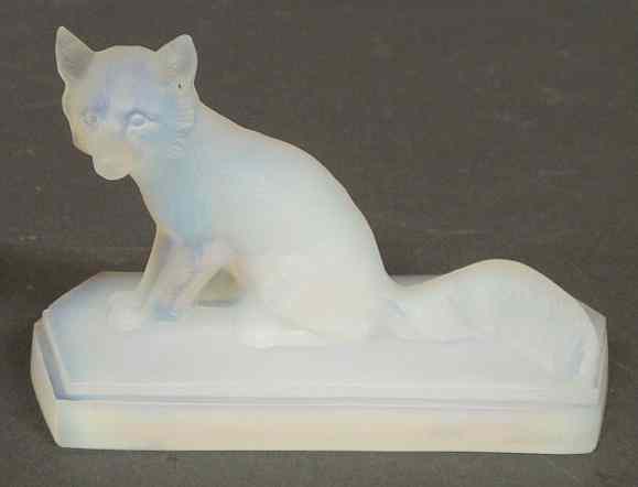 Appraisal: French glass fox signed Agulals Paris h