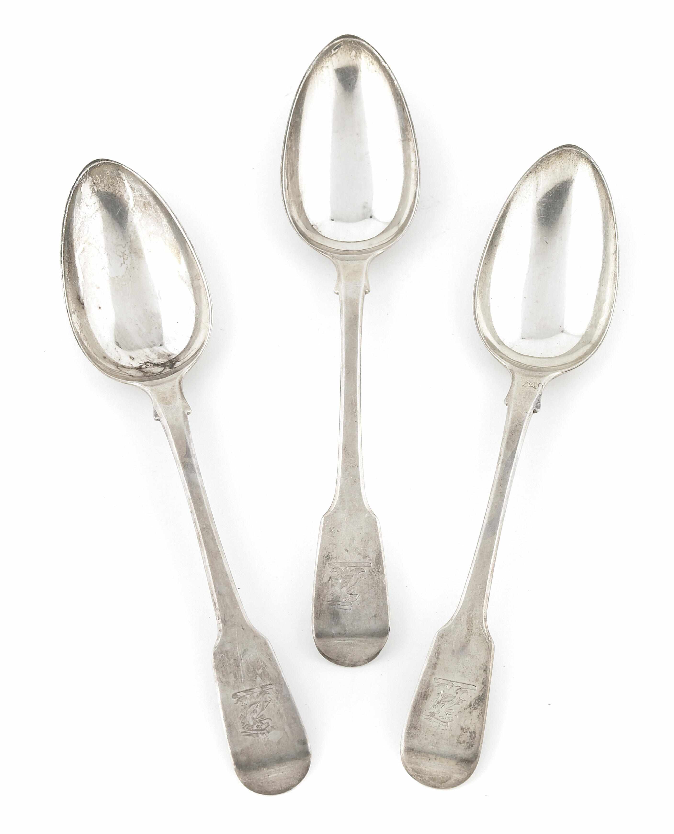 Appraisal: An assembled group of twelve sterling silver table spoons th