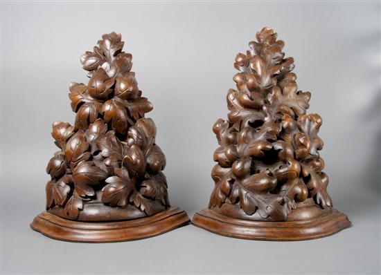 Appraisal: A Pair of Carved Wood Corner Brackets Height inches