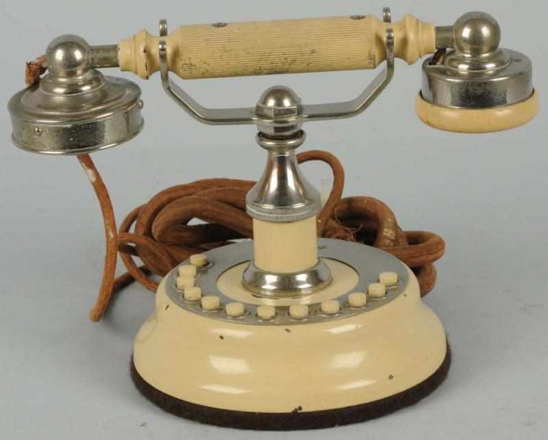 Appraisal: Connecticut -Station Cradle Telephone Circa ivory painted metal and nickel