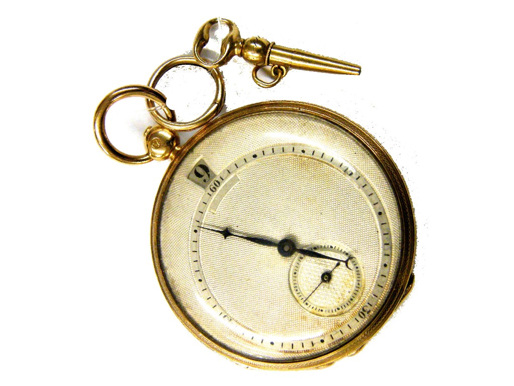 Appraisal: Fine early th century gold jump hour cylinder pocket watch