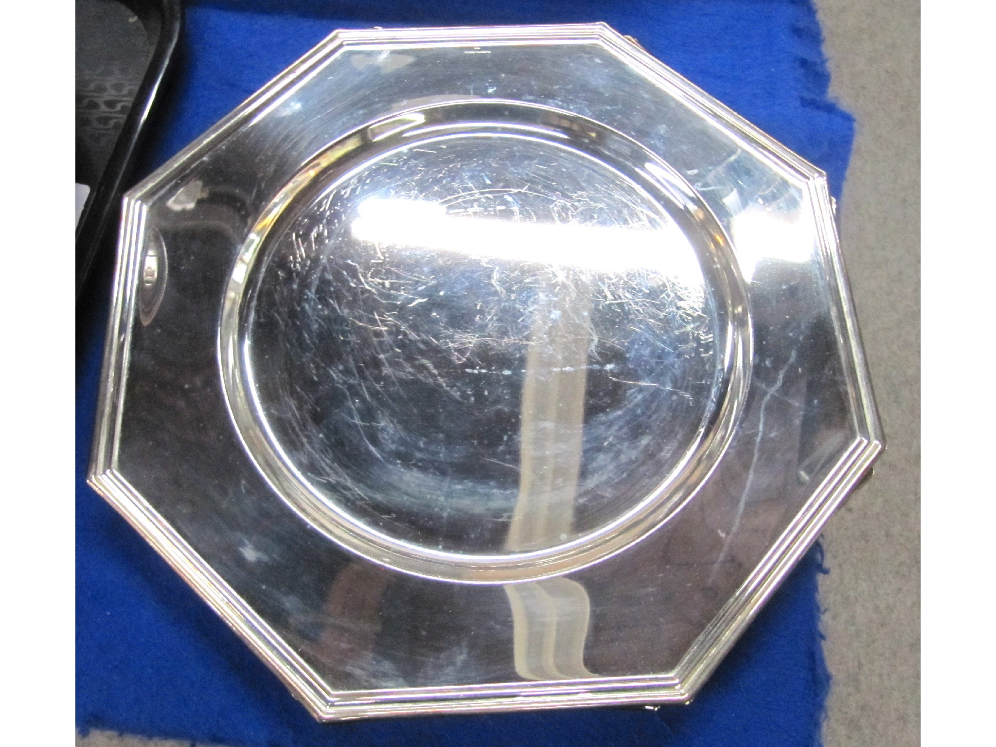 Appraisal: A set of six Italian silver plated octagonal plates