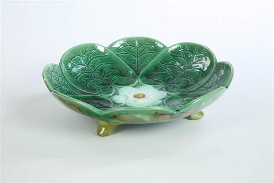 Appraisal: MAJOLICA CENTER BOWL Unattributed Footed bowl with Water Lily decoration