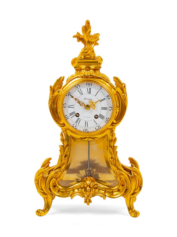 Appraisal: A Louis XV Style Gilt Bronze Mantel Clock A Louis