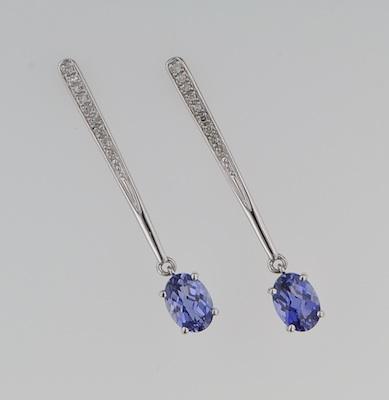 Appraisal: A Pair of Diamond and Sapphire Earrings k white gold