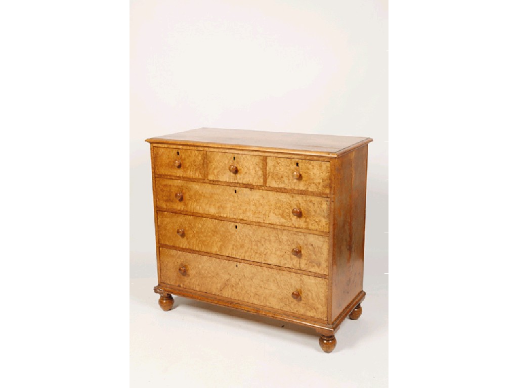 Appraisal: A VICTORIAN SATINWOOD CHEST OF DRAWERS the rectangular top with