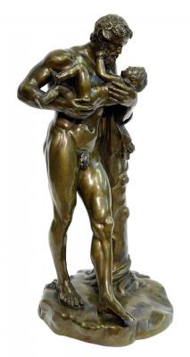 Appraisal: A BRONZE FIGURE of Silenus and the infant Bacchus after