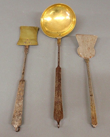 Appraisal: - Three th c cooking utensils- two spatulas and a