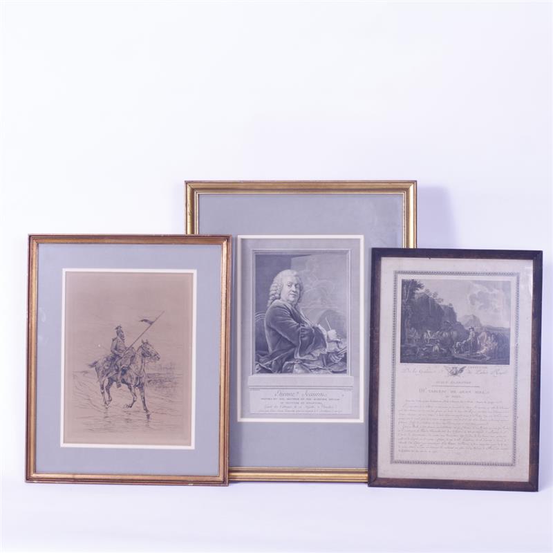 Appraisal: Lot of antique engraving etching prints douard Jean-Baptiste Detaille etching