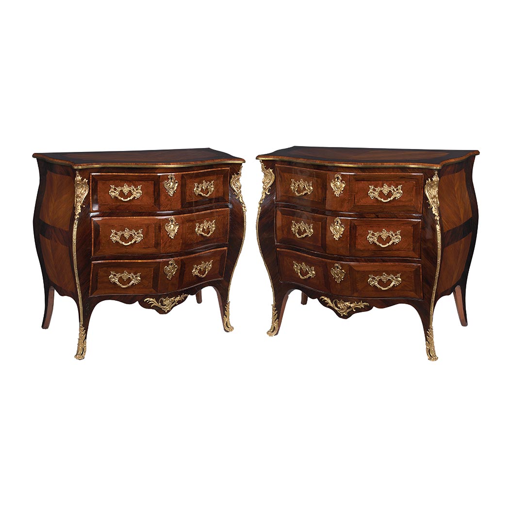 Appraisal: Pair of George III Gilt-Bronze Mounted Mahogany Tulipwood Rosewood and