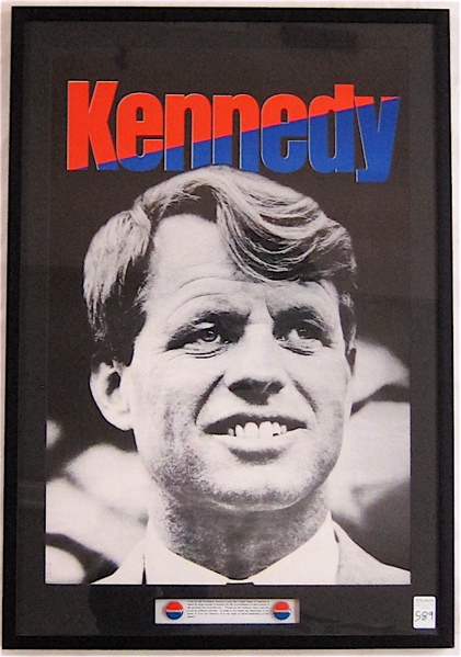 Appraisal: ROBERT KENNEDY HEADQUARTERS CAMPAIGN POSTER with Kennedy buttons below In