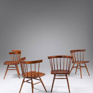 Appraisal: George Nakashima Japanese American - Set of Four Dining ChairsKnoll