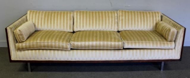 Appraisal: Midcentury Rosewood Case Milo Baughman Sofa Unmarked Rosewood case sides