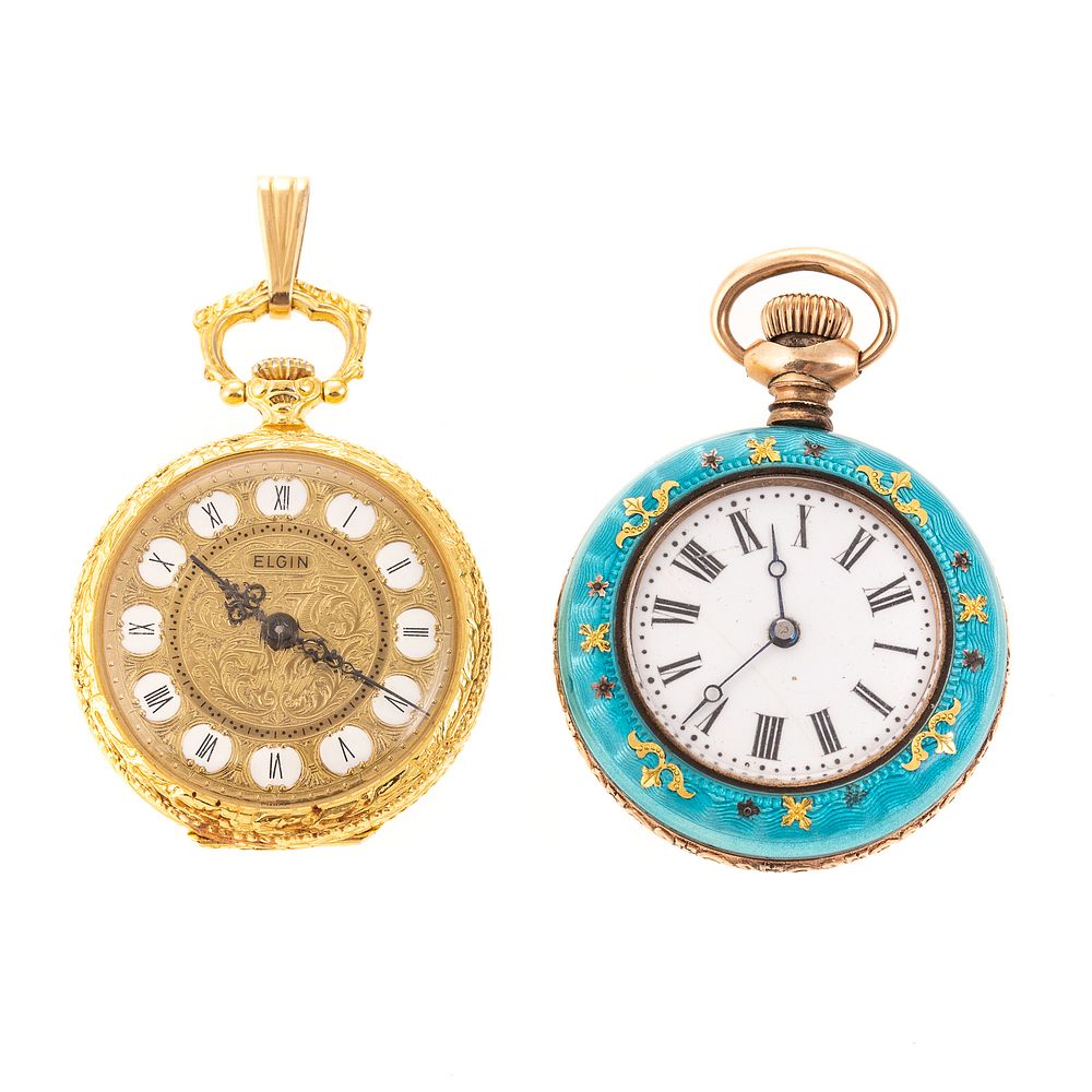 Appraisal: A Pair of Lady's Antique Pocket Watches Antique pocket watch