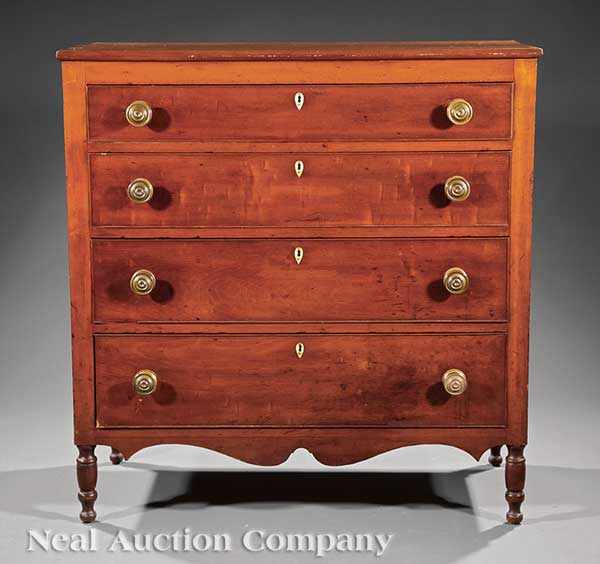 Appraisal: An American Federal Carved Cherrywood Chest of Drawers early th