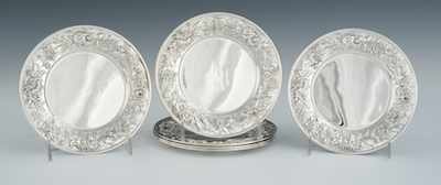 Appraisal: Six Sterling Silver Repousse Bread Plates by S Kirk Son