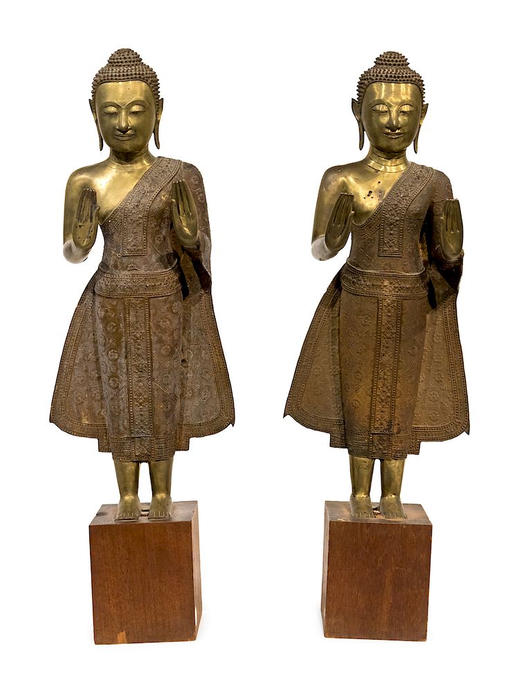 Appraisal: A Pair of Thai Gilt Bronze Standing Figures A Pair