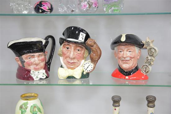 Appraisal: THREE ROYAL DOULTON CHARACTER MUGS ''Mad Hatter'' D '' h