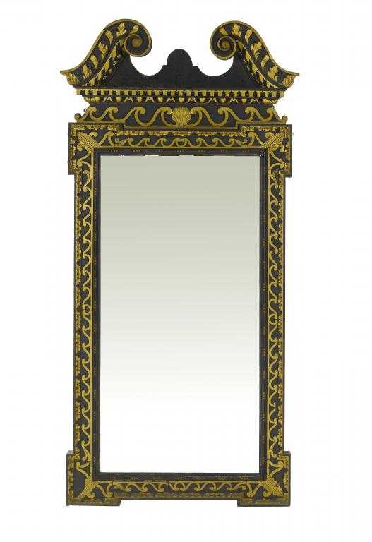 Appraisal: A GILTWOOD MIRROR in George II style the swan neck