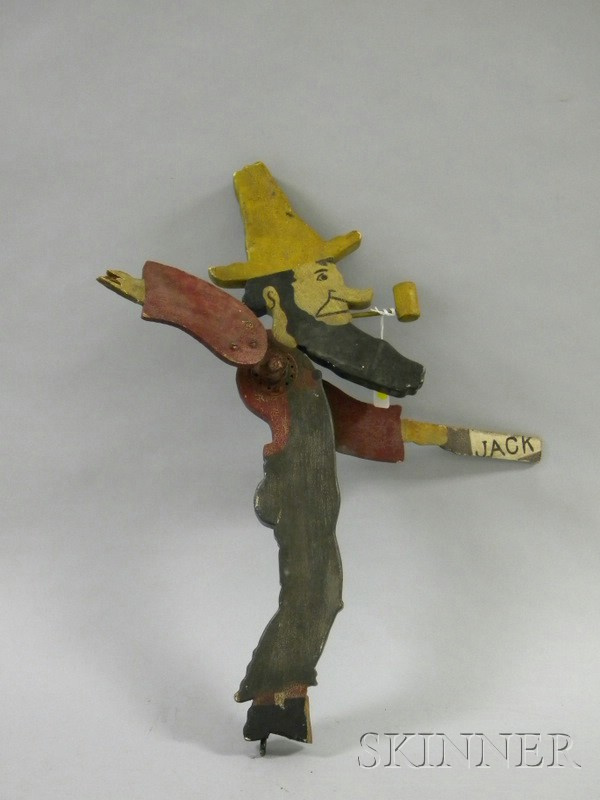 Appraisal: Painted Wooden Hillbilly Whirligig loss on one paddle no stand