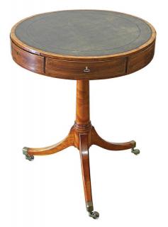 Appraisal: George III kingwood and mahogany drum table George III kingwood