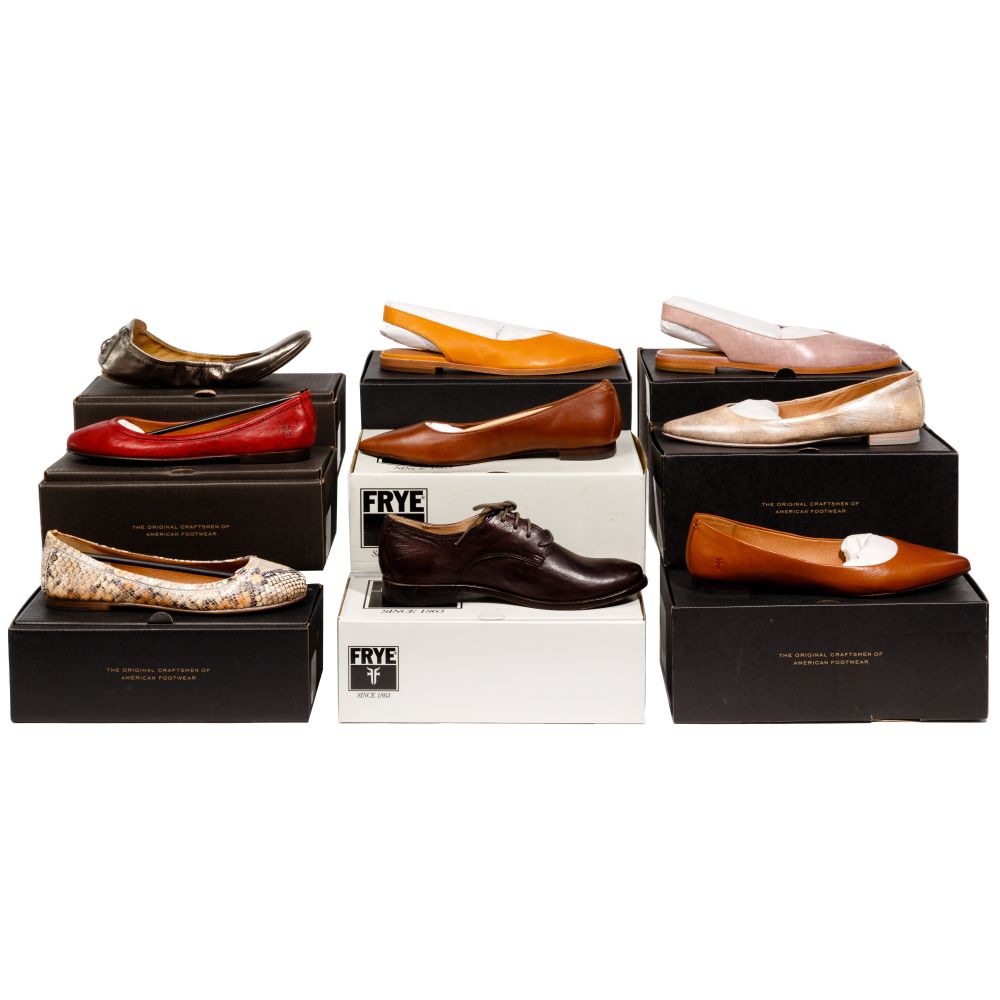 Appraisal: FRYE SHOE ASSORTMENT items including Sienna Ballet in moonlight Sienna