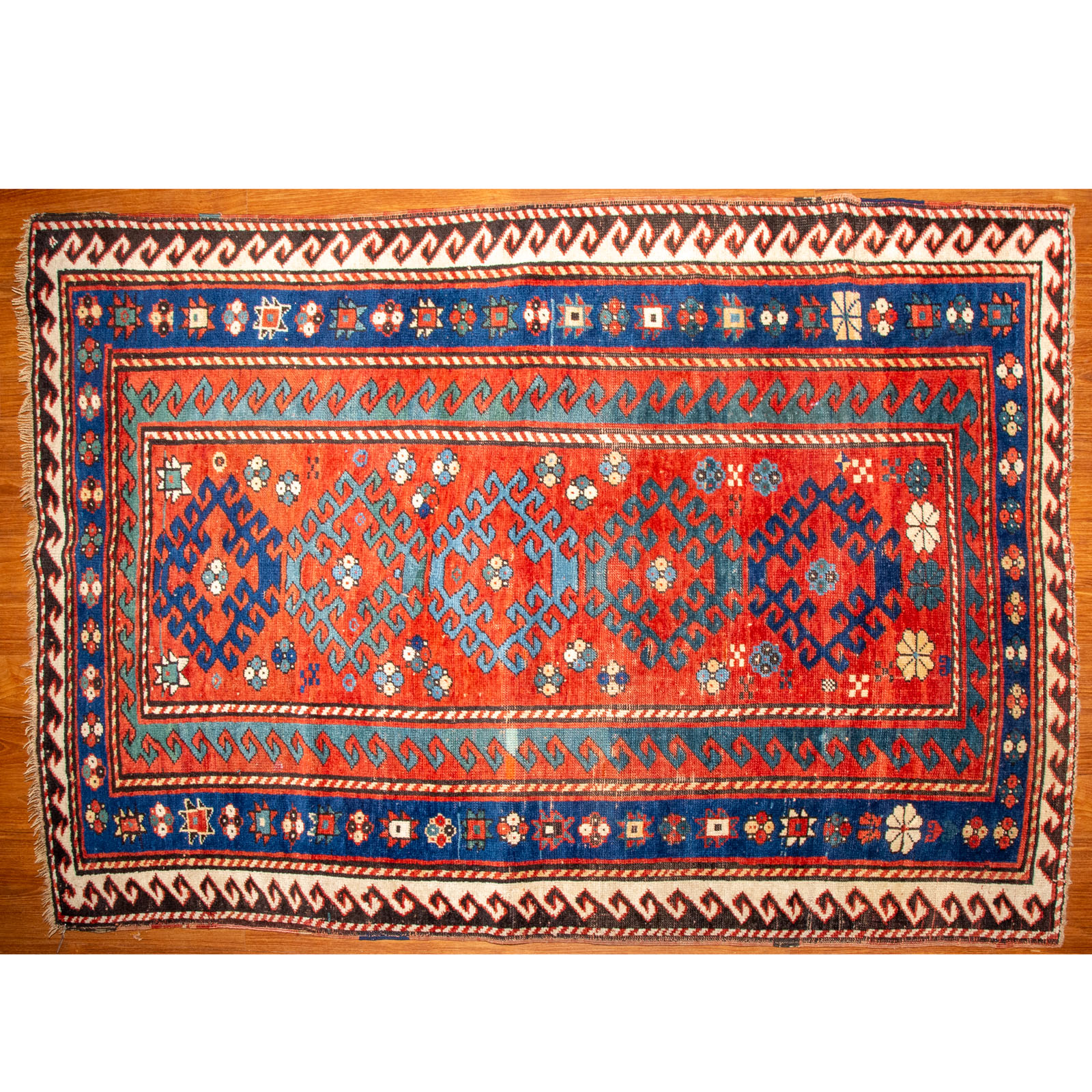 Appraisal: ANTIQUE KAZAK RUG CAUCASUS X First quarter- th century hand-knotted