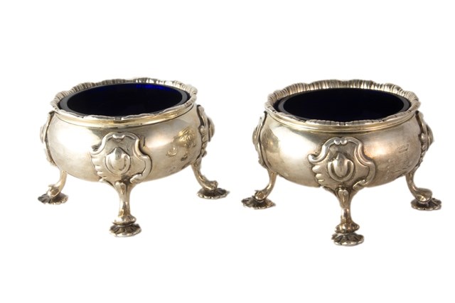 Appraisal: A pair of late George II silver circular salts each