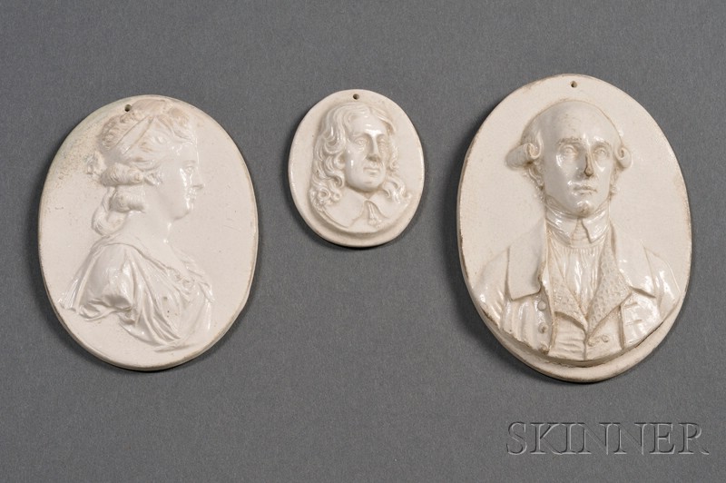 Appraisal: Three Wedgwood Glazed White Stoneware Portrait Medallions England c each