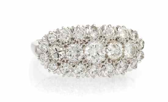 Appraisal: A Karat White Gold and Diamond Ring containing round brilliant