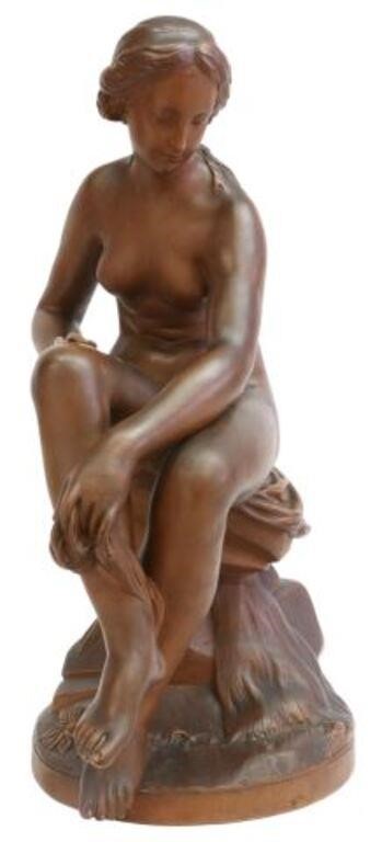 Appraisal: Cast terracotta sculpture Baigneuse after Etienne Maurice Falconet French -