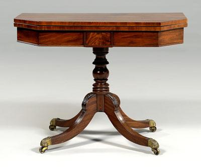 Appraisal: Regency mahogany games table highly figured mahogany throughout with fold-over