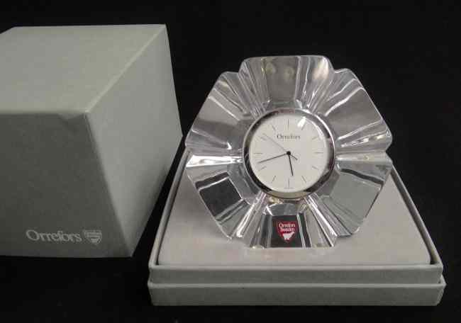 Appraisal: Crystal Orrefors clock in orig box