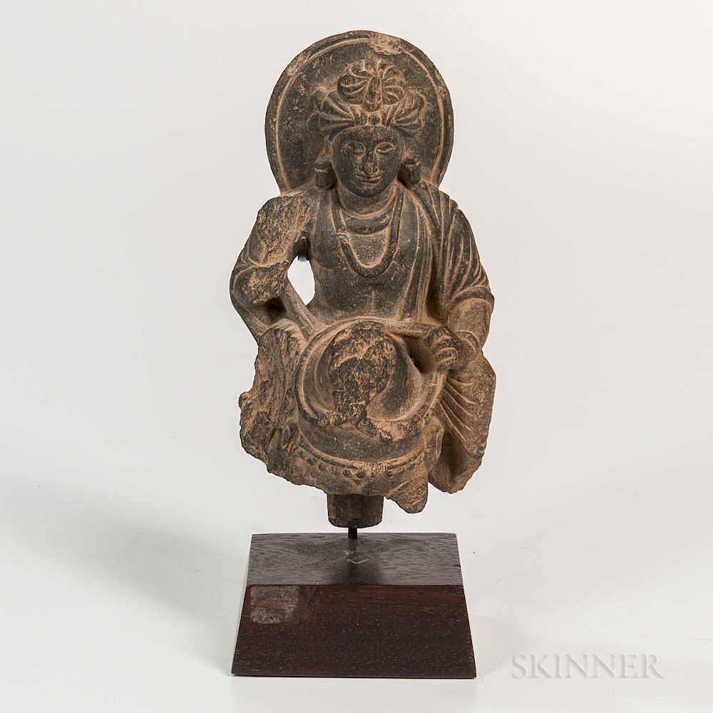 Appraisal: Gray Schist Figure of Buddha Gray Schist Figure of Buddha