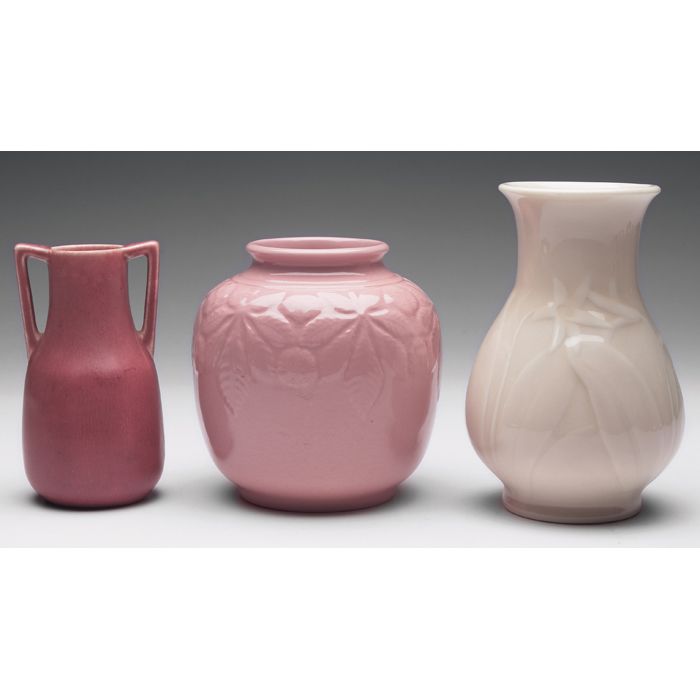 Appraisal: Rookwood vase double handled form pink ''w x ''h with