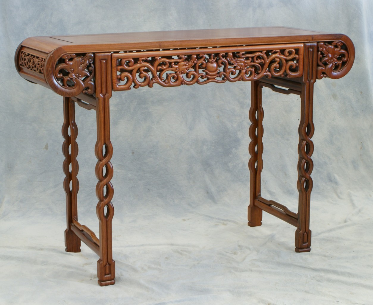 Appraisal: Pierced carved rosewood Chinese altar table the apron with opposing