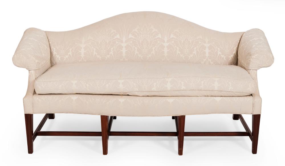 Appraisal: CHIPPENDALE-STYLE CAMELBACK SOFA SECOND HALF OF THE TH CENTURY BACK