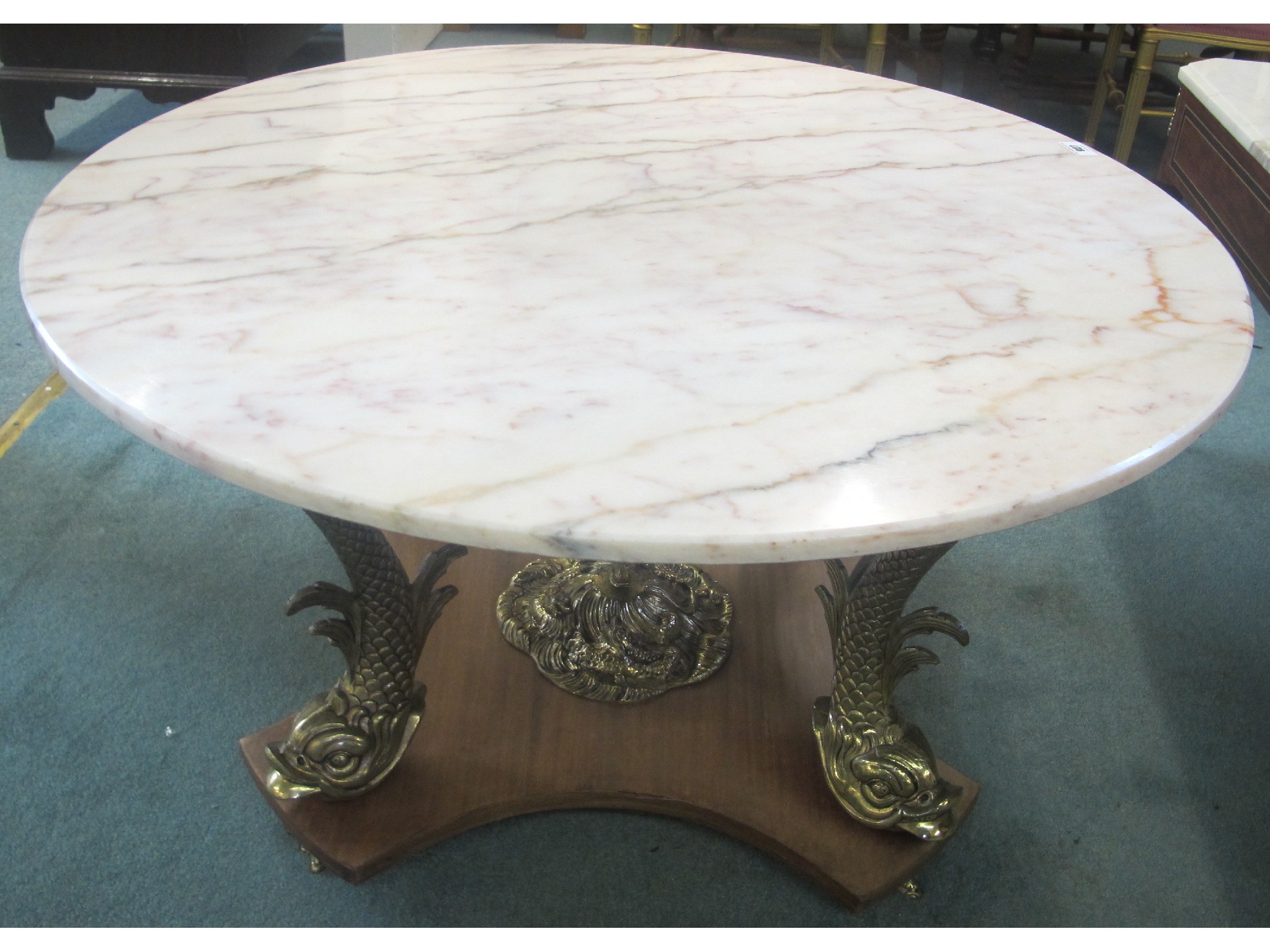 Appraisal: A modern circular marble topped coffee table