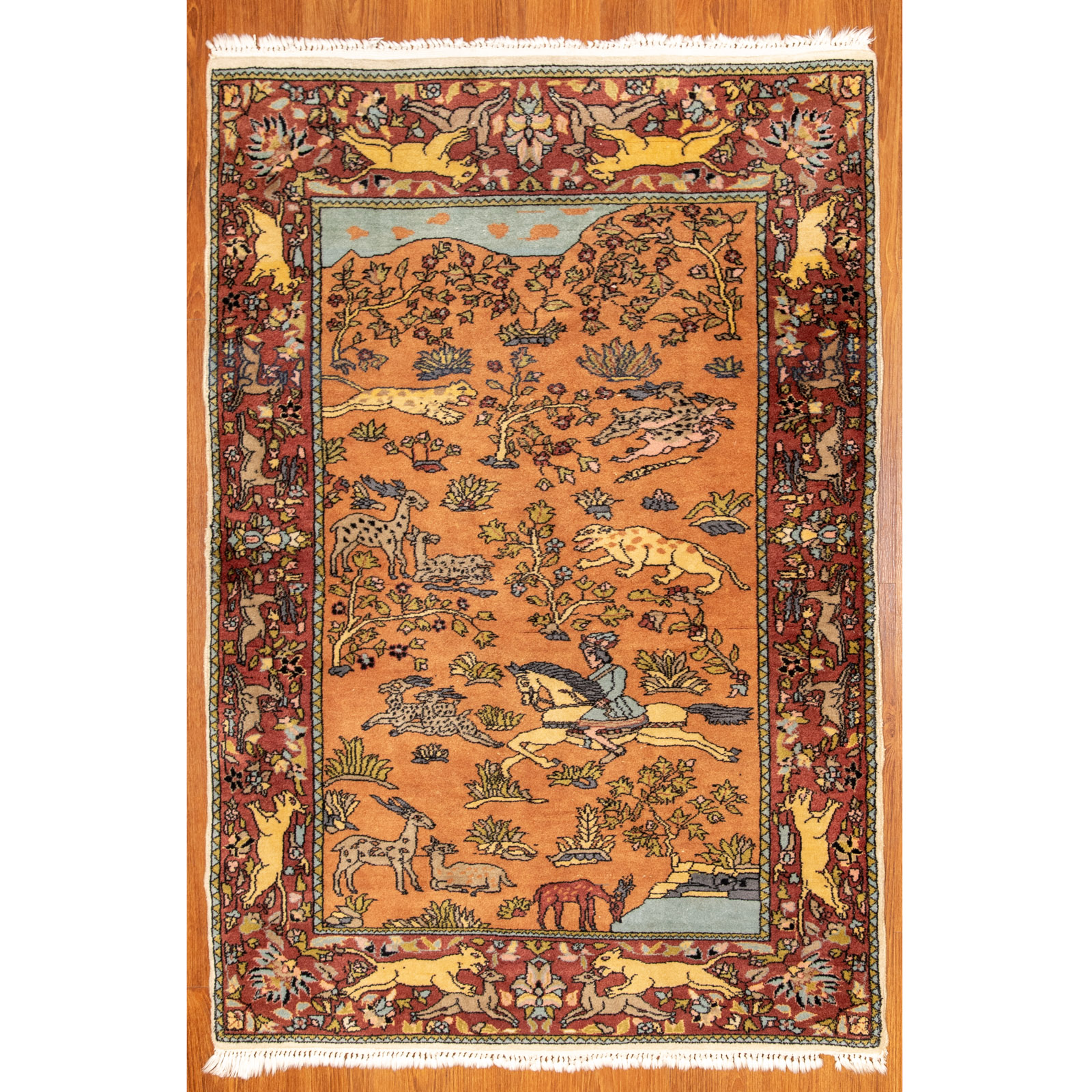 Appraisal: TABRIZ HUNTING SCENE RUG PERSIA X Fourth quarter- th century