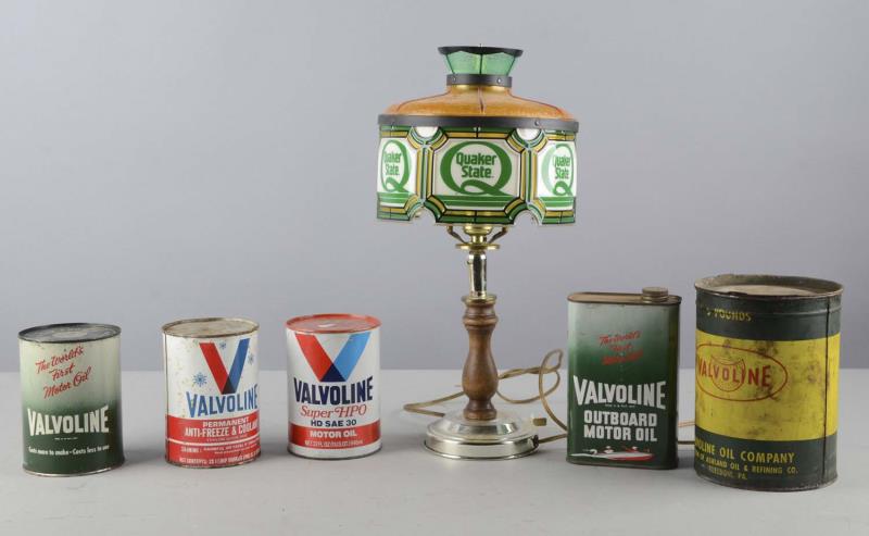 Appraisal: Lot Of Vintage Oil Cans Quaker State Lamp Including -