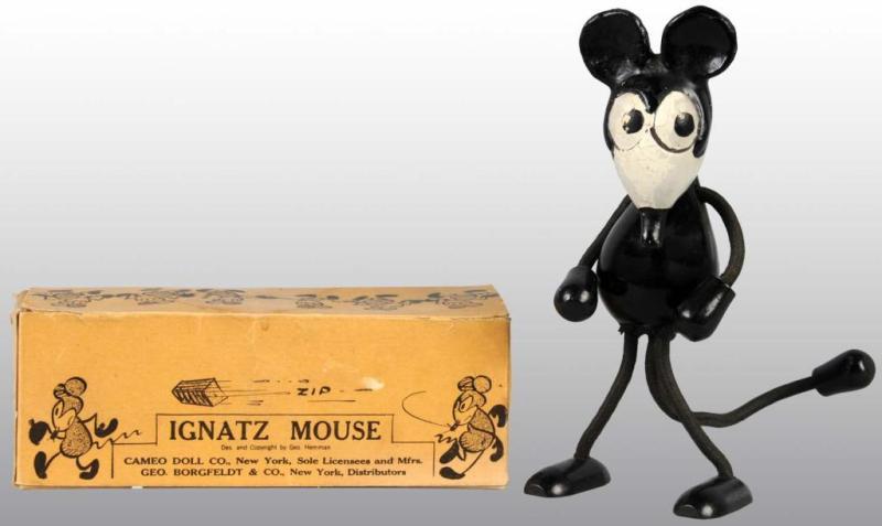 Appraisal: Ignatz Mouse Cameo Doll in Original Box Description Composition Circa