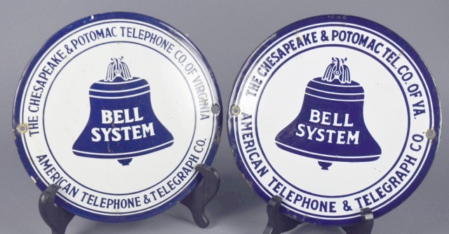 Appraisal: Two Enamel Bell System ButtonsExcellent condition Dia