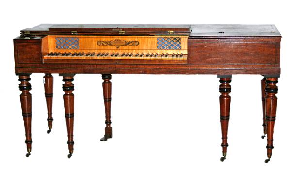 Appraisal: A parcel ebonized and inlaid mahogany grand pianoforte last quarter