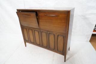 Appraisal: American Modern Walnut Desk Bar Cabinet drop d American Modern