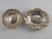 Appraisal: Two pierced silver bonbon dishes one x cm Birmingham one