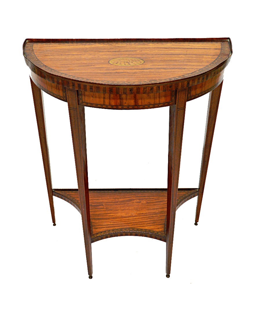 Appraisal: A th century marquetry and parquetry inlaid satinwood and rosewood